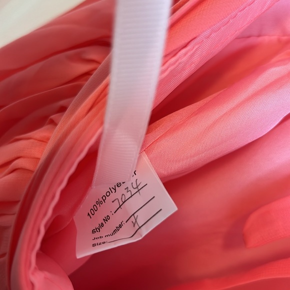 Coral Chiffon Ruffle Tiered Cut-Out Gown - Size 4 - Picture 8 of 12